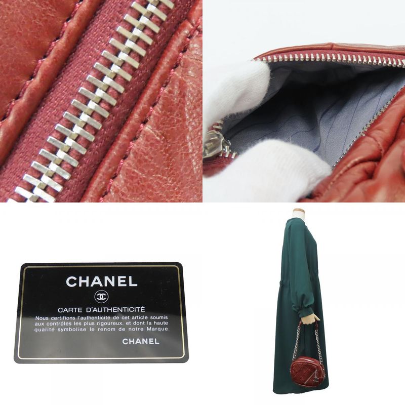 Chanel Shoulder Bag Quilted Lambskin Bordeaux Silver Hardware Chain — view 9