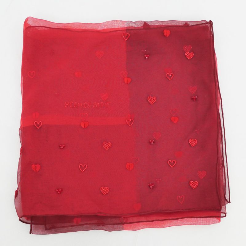 Hermes Grand Manage Bandana Love Carre 65 Silk Muslin Embroidery Beads — view 4