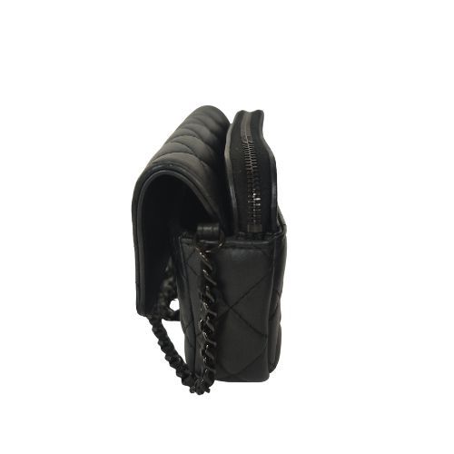Chanel Shoulder Bag Lamb Wallet Phone Case Black — view 4