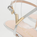 Louis Vuitton Sandals Size 40 Volt Flower Heel Ankle Strap Silver 2023 — view 5