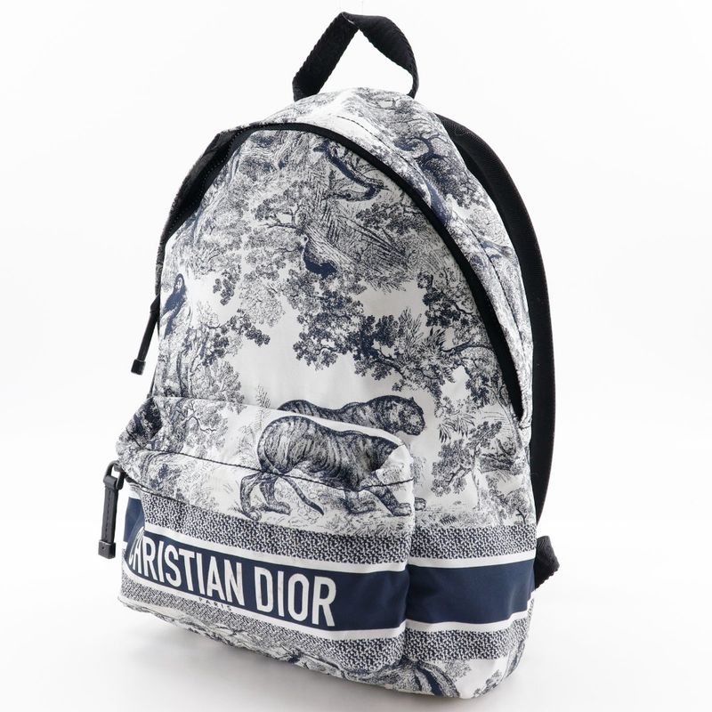 Christian Dior Small Backpack Toile de Jouy M6108 Sntj Nylon Black White — view 2