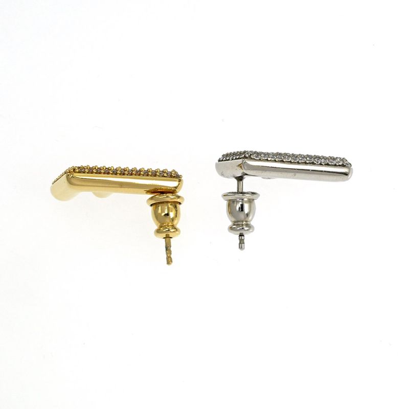 Fendi Zucca FF Logo Earrings Gold Color Silver Rhinestone — view 4