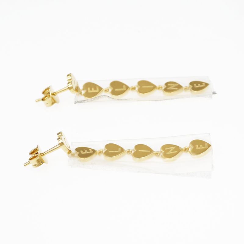 Celine Earrings Heart Logo Gold Color Pair Accessories Small Items — view 4