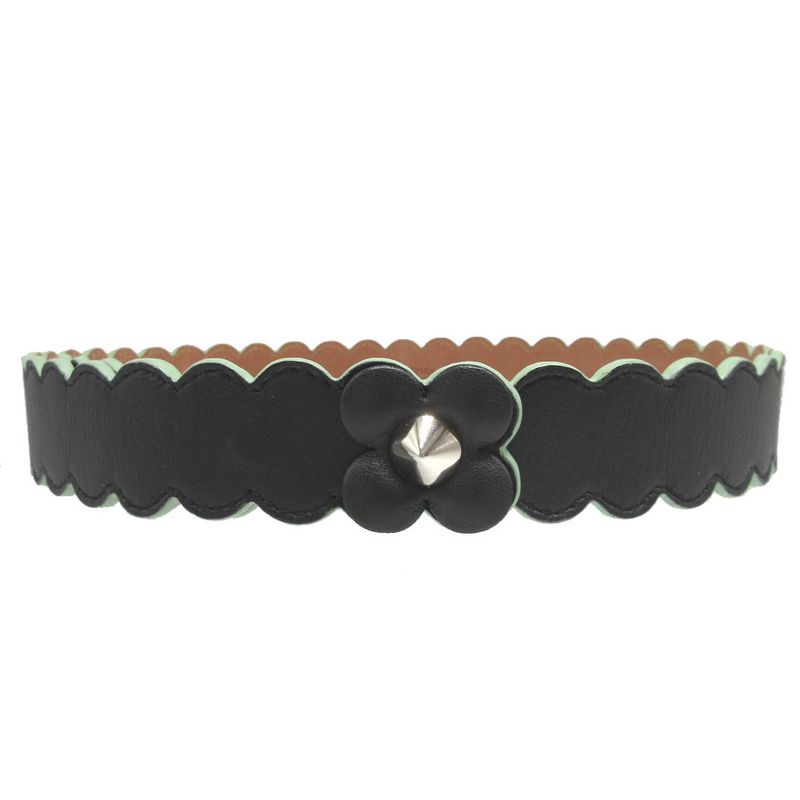 Fendi Flower Motif Leather Black 75 Belt 0753 — view 4