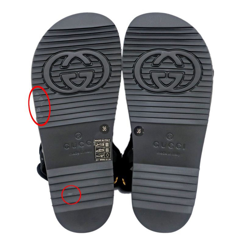 Gucci Sandals Crystal Belt Black Size 36 GG Logo Mesh — view 9