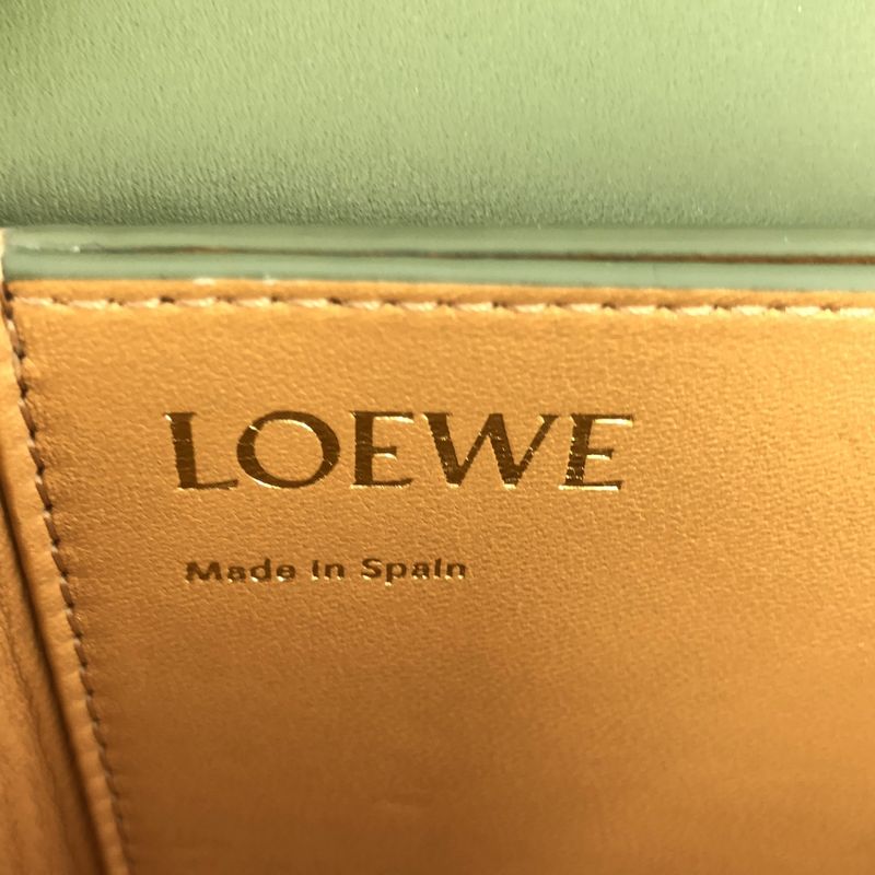 Loewe Goya Anagram Logo Leather Small Shoulder Bag Green — view 6