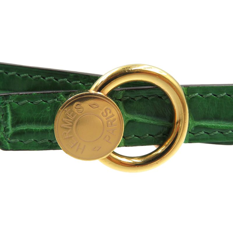 Hermes Serie Engraved Polosus Gold Hardware Green Brown Belt 0131 — view 4