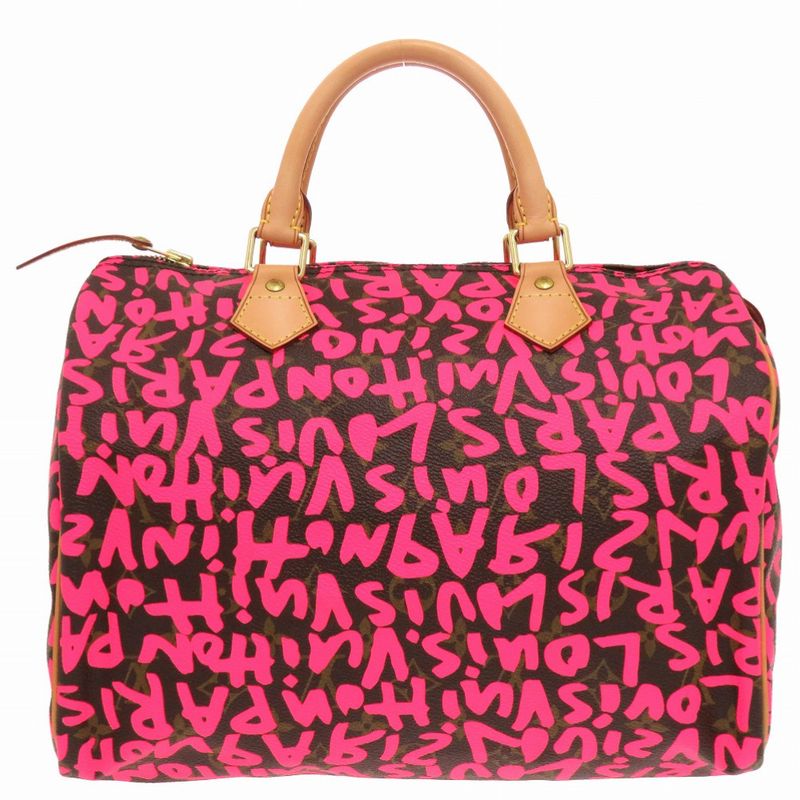 Louis Vuitton Speedy 30 Monogram Graffiti Fuchsia Handbag 1532 — view 2