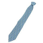 Hermes 5089 PA 100% Silk All-over Logo Print Tie Blue Green Multi — view 2