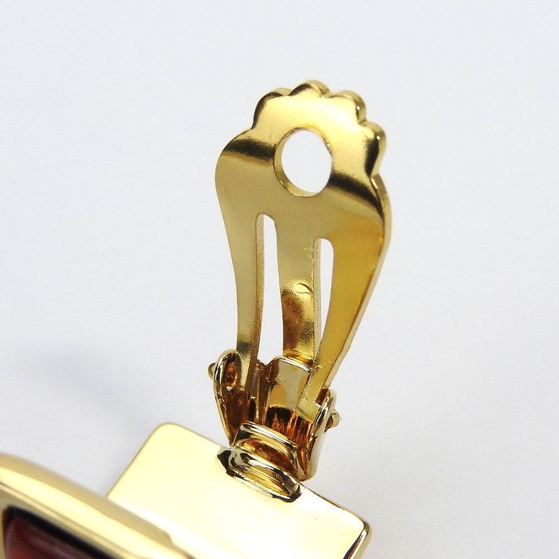 Hermes Earrings Emile Cloisonne Red Gold GP Plated Jewelry Accessories — view 4