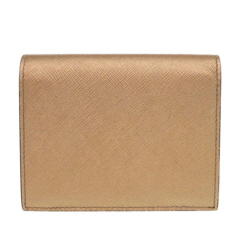 Prada 1 Mv204 Saffiano Leather Gold Fold Wallet 0933 — view 2