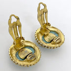 Chanel Earring Gold Light Blue GP