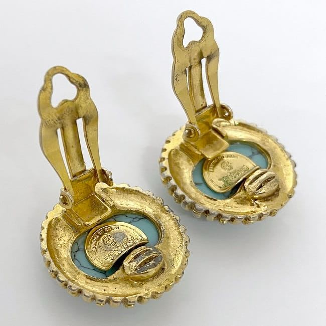 Chanel Earring Gold Light Blue GP