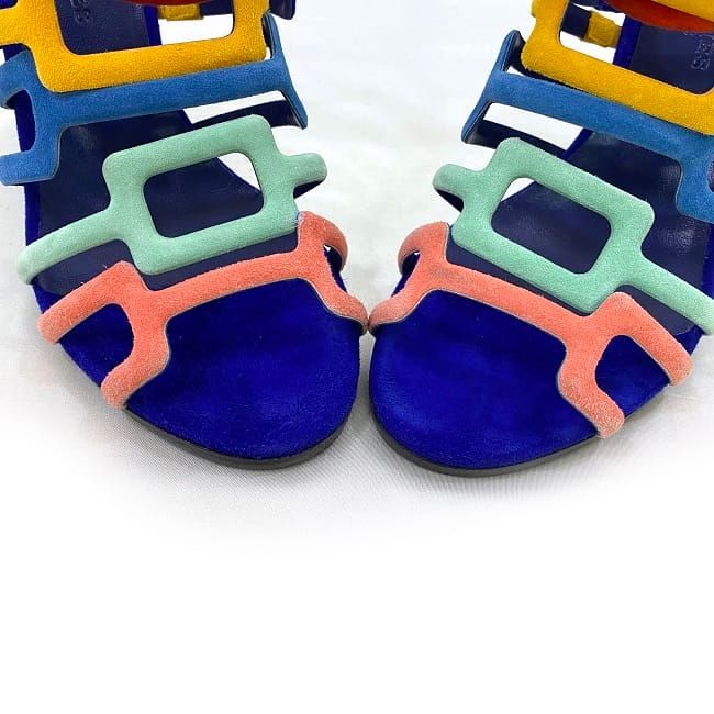 Hermes Sandals Navy Multicolor — view 9
