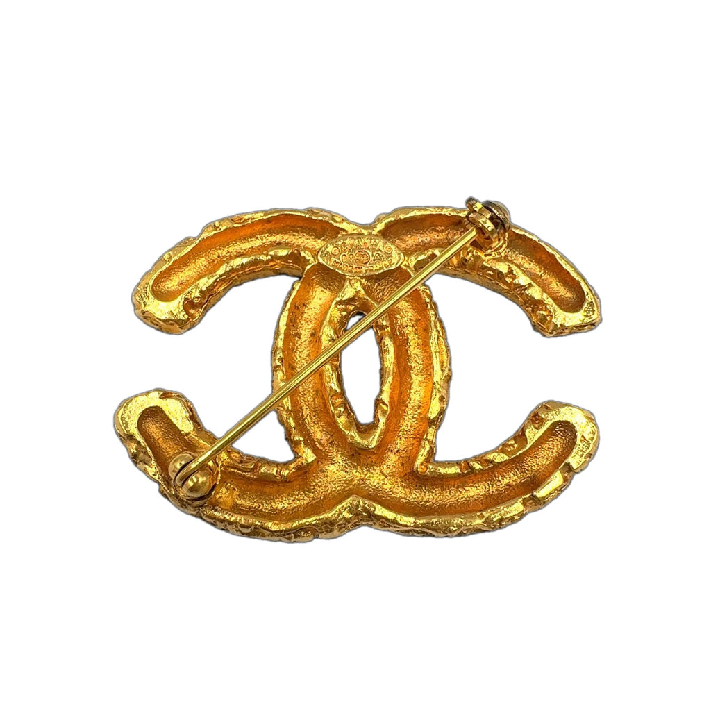 Chanel CC Logo Lava Gold Plated Brooch — view 2
