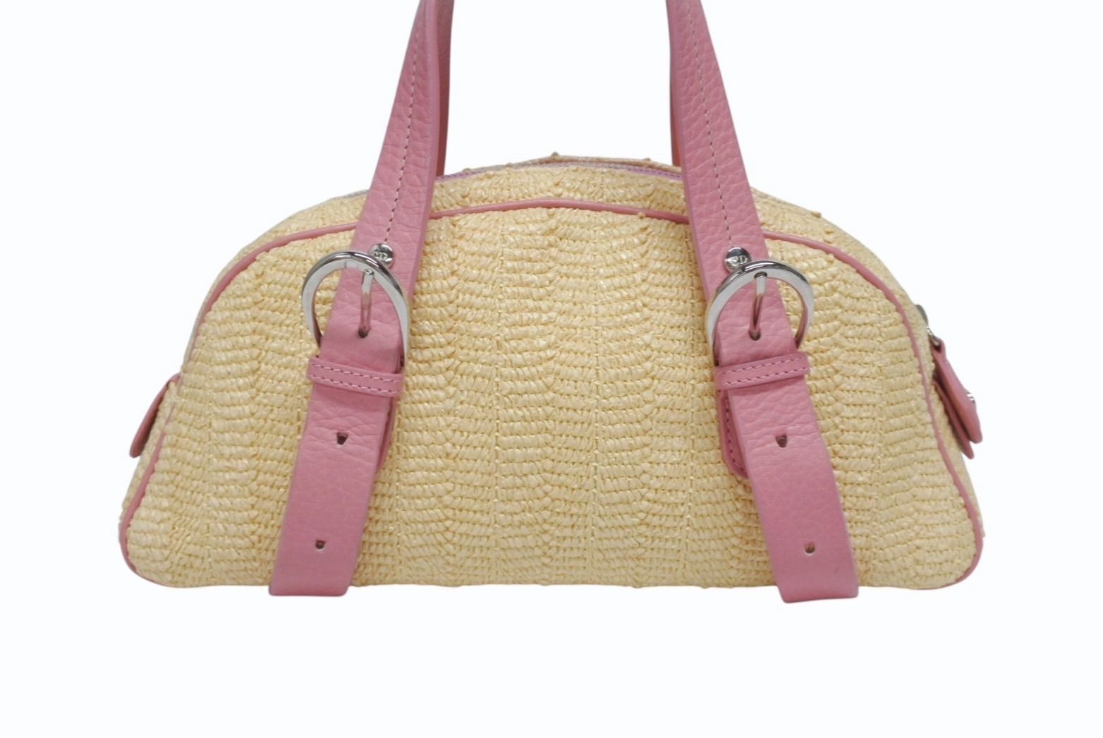 Dior Galliano Era Limited Edition Mini Boston Bag Embroidery Bijou Beige Straw — view 3