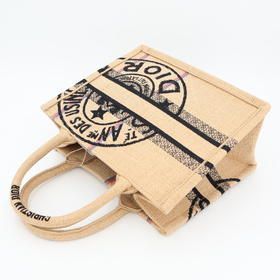 Christian Dior Book Tote Small Bag Jute Canvas — view 5