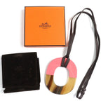 Hermes Ism Bicolor Pendant Necklace Buffalo Horn Lacquer Wood Beige Pink — view 3