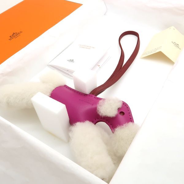 Hermes Buddy Charm Mouton Anion Agno Milo Rose Purple Rouge Gleau Ecru — view 2