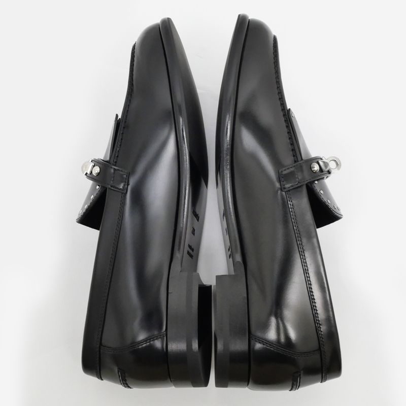 Hermes D'estaing Moccasins Loafers Z Size 38 1 2 Black Studs — view 7