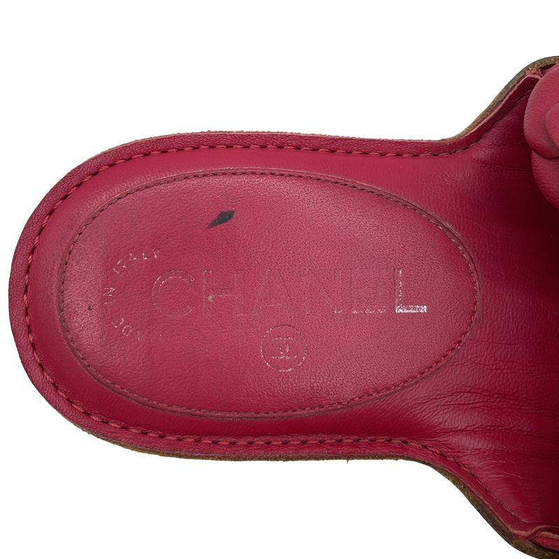 Chanel Camellia Design Sandals Red 37 — view 5