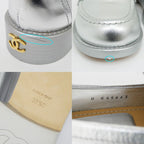 Chanel CC Logo Leather Loafers Silver Gold Hardware 37 1 2 — view 9