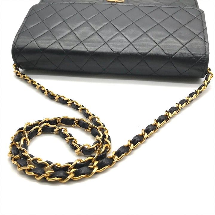 Chanel CC Logo Quilted Lambskin Push Lock Chain Shoulder Bag Black — view 6