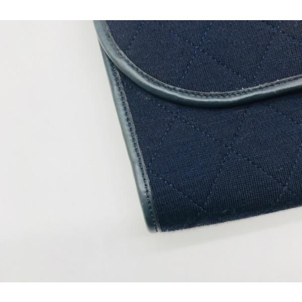 Chanel CC Logo Minimato Cotton Jersey Push Lock Chain Shoulder Bag Navy — view 5