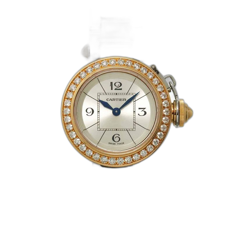 Cartier Miss Pasha Watch Bezel Diamond Silver 18K Pink