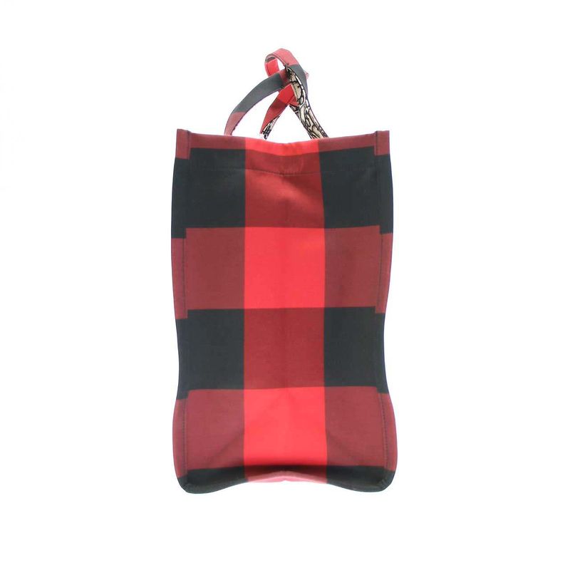 Christian Dior 19 AW Double L Canvas Check Tote Bag Red — view 3