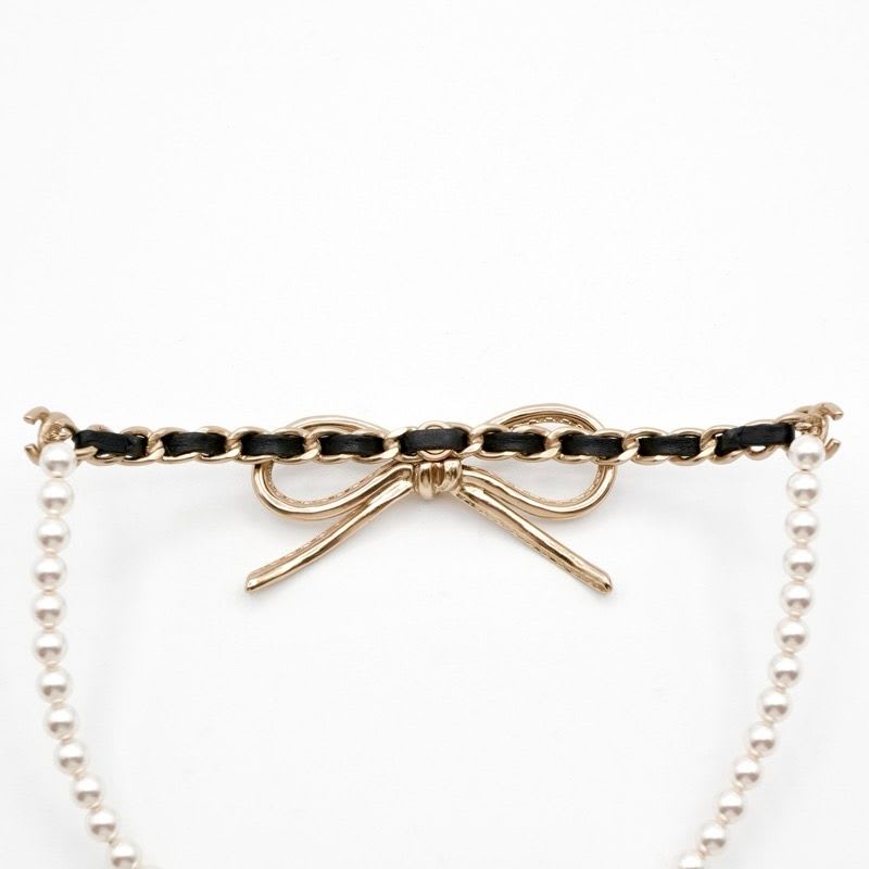 Chanel Choker Gold Coco Mark Ribbon Chain Lambskin — view 5