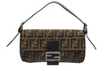 Fendi Mamma Baguette Bag Zucca Pattern Canvas Leather Brown Silver