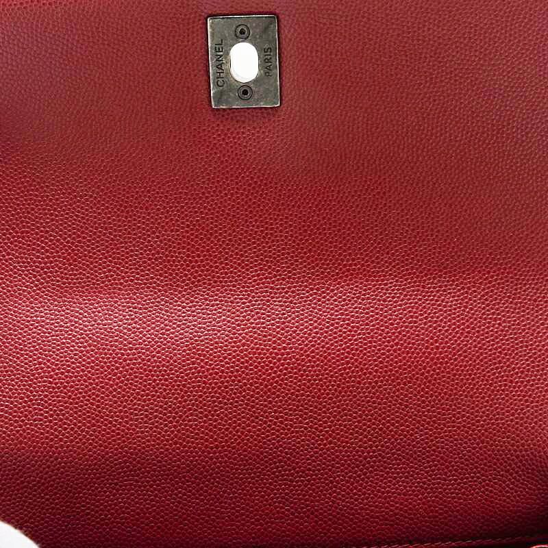 Chanel Quilted Coco Handle 2-Way Handbag Caviar Leather Red With Silver Hardware — view 9