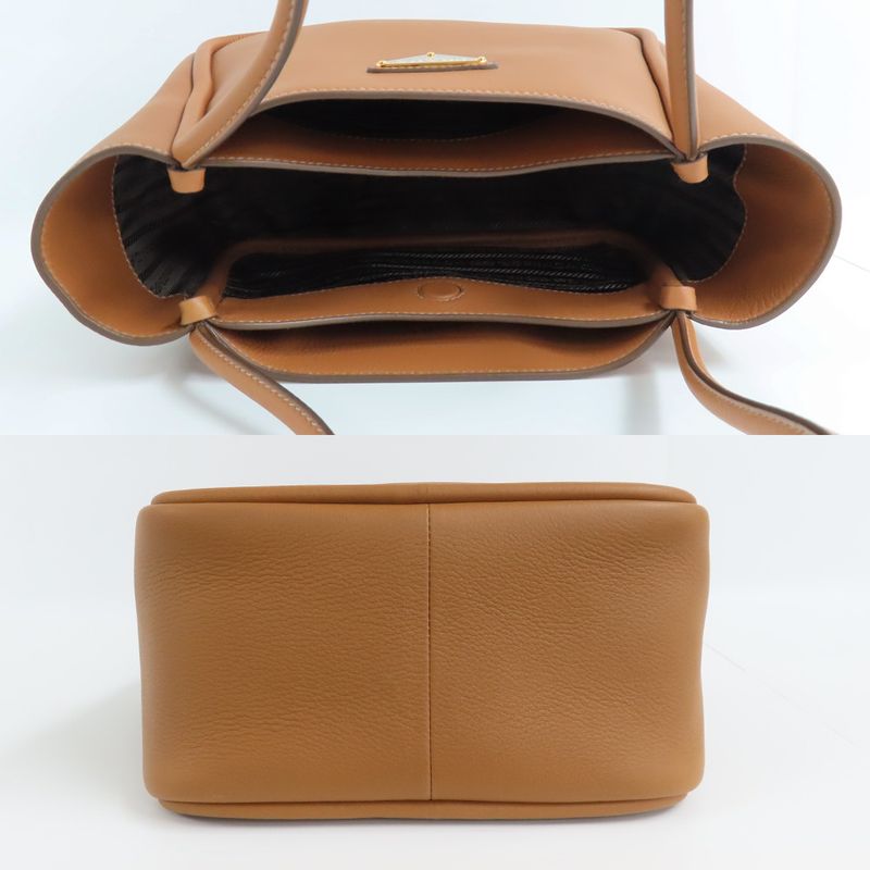Prada Mini Tote Bag 1 Bg539 Shoulder Soft Grain Leather Camel — view 5