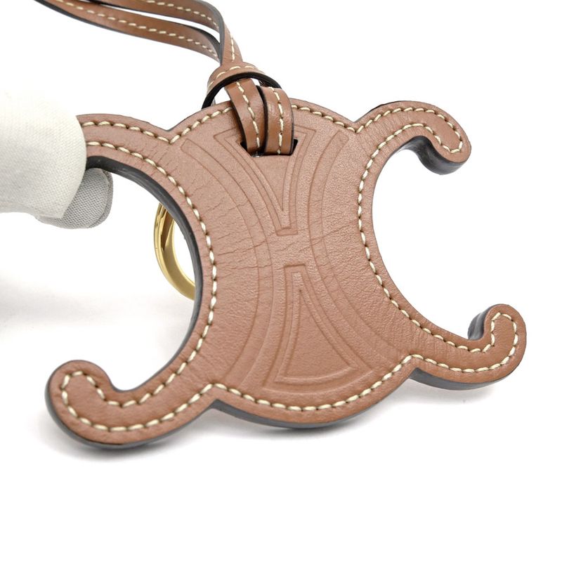 Celine Triomphe Key Sling Bag Charm Tan Brown Gold Hardware Holder — view 7