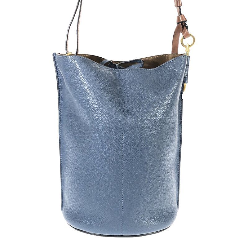 Loewe Gate Bucket Leather Shoulder Bag Navy — view 3