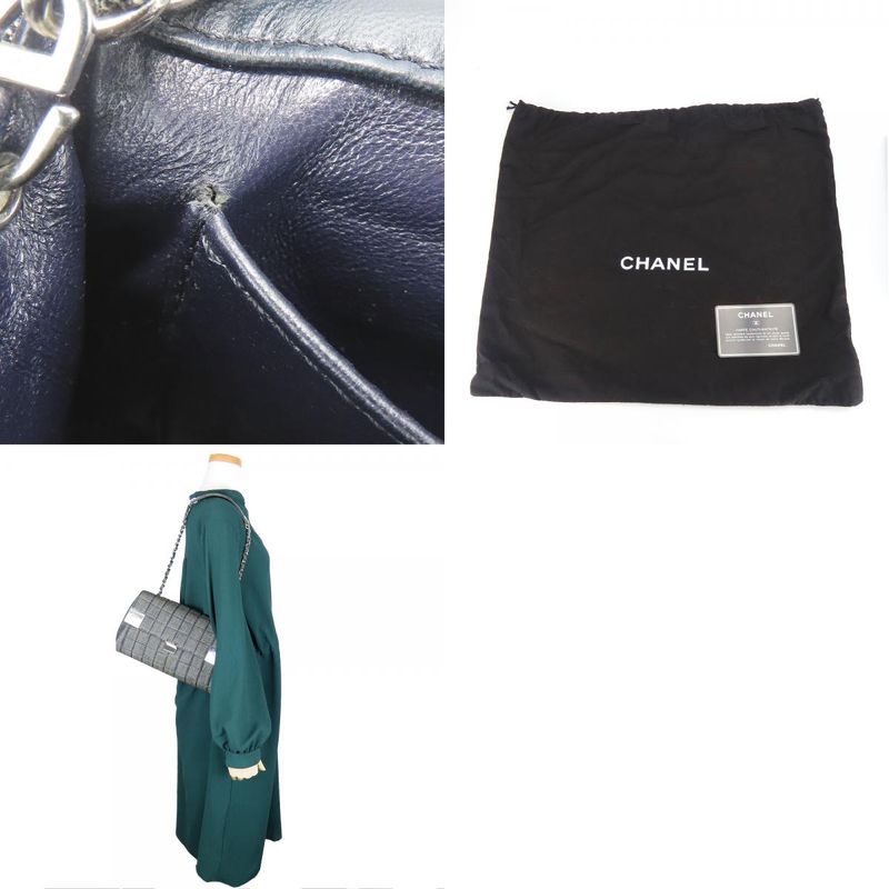 Chanel Shoulder Bag Chocobar Denim Navy Silver Hardware 7 th — view 9