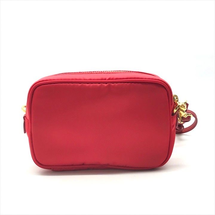 Prada Triangle Logo Nylon Mini 2-Way Pouch Shoulder Bag Red — view 3