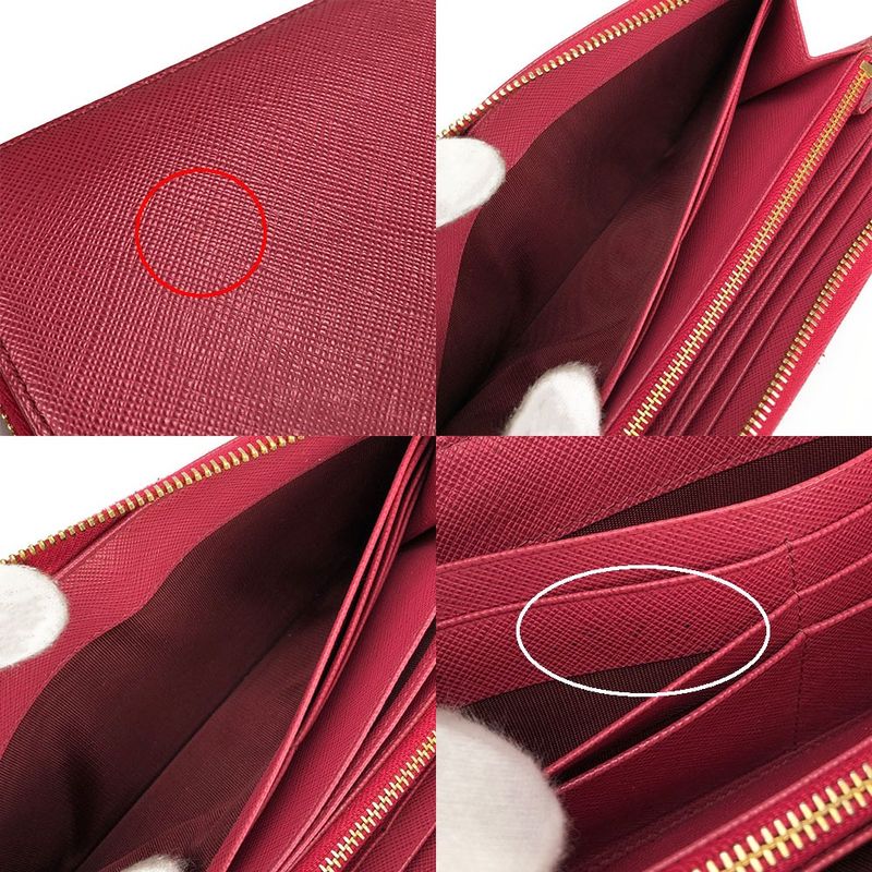 Prada 1 Ml506 Round Zipper Long Wallet Saffiano Metal Peonia Pinkish Pink — view 7