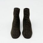 Hermes Volver Boots Short Shoes Fabric Leather Khaki Exlibris Knit — view 2