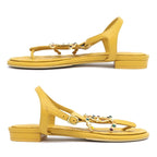 Chanel Flat Sandals Yellow 38 C Visual Coco Mark Shoes — view 3