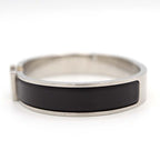 Hermes Click H GM Logo Bangle Bracelet Silver Color And Black Accessories — view 8