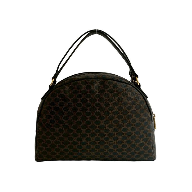Celine Vintage Macadam Blason Triomphe Pattern Leather Handbag Mini Boston Bag — view 4