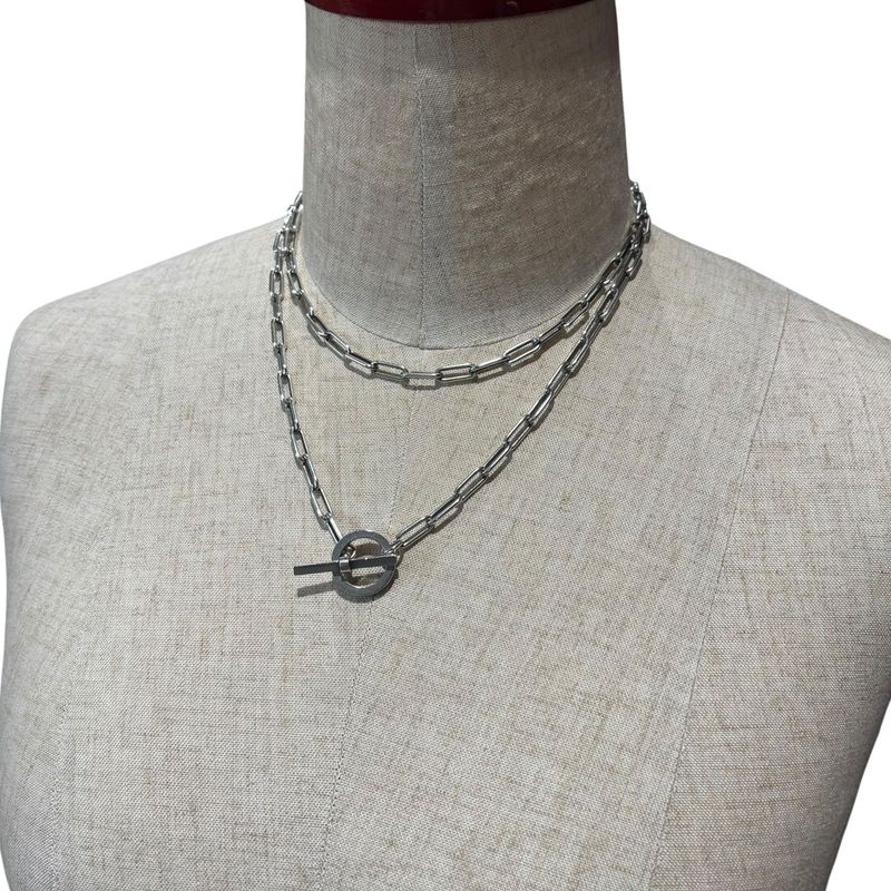 Hermes Chaine Dancre Game Chain Necklace Silver — view 3