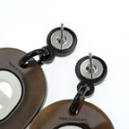Hermes Earrings Fidelio Village PM Buffalo Horn Dark Brown White — view 7