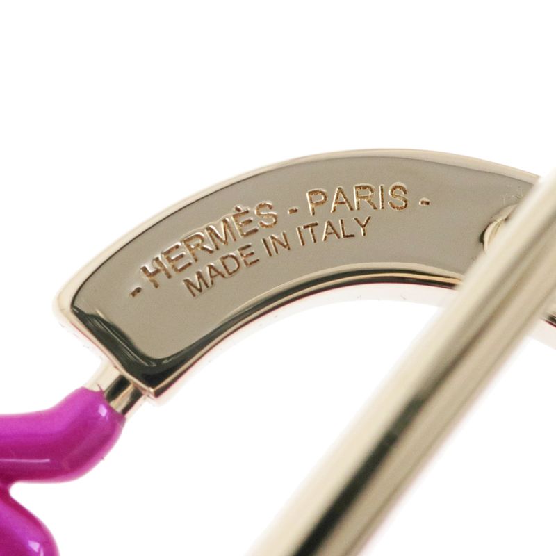 Hermes Scarf Ring Cheval Neon Pink Purple Blue Gold Hardware — view 8