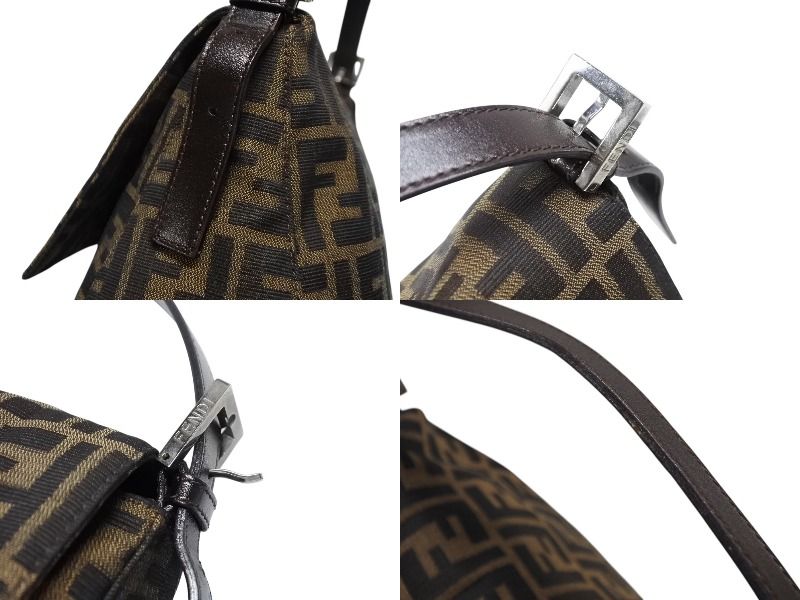 Fendi Mamma Baguette Shoulder Bag Zucca Pattern Cotton Canvas Brown Silver — view 6