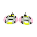 Hermes Earrings H Equipe Buffalo Horn Pair Multicolor Pink Gray Yellow — view 7