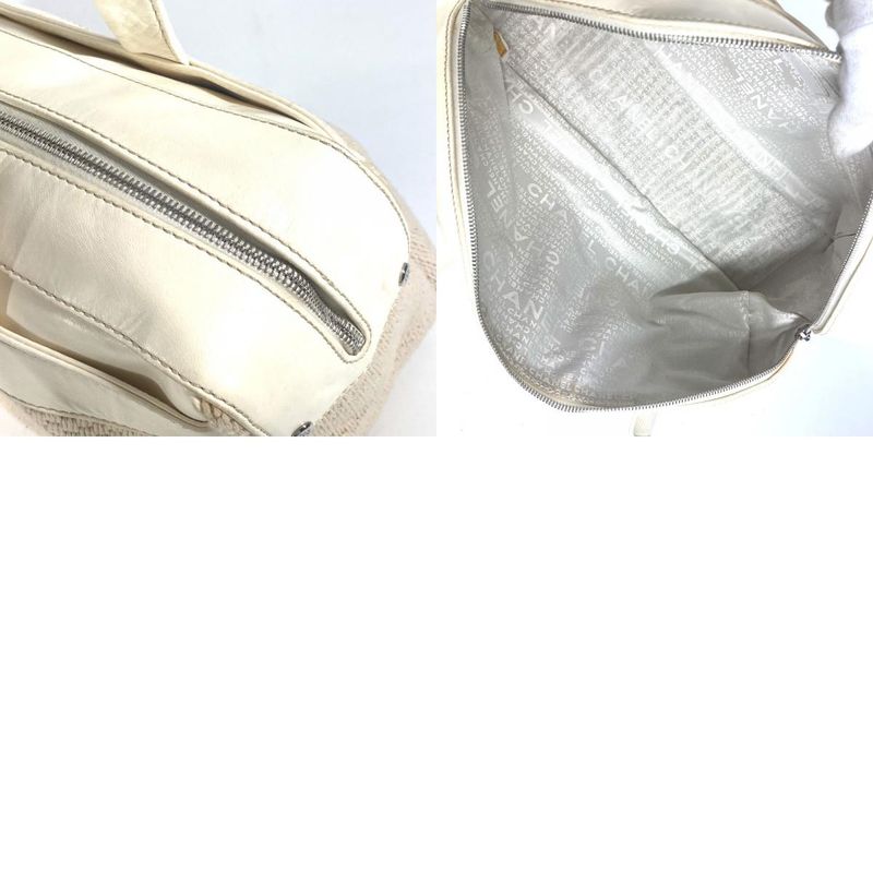 Chanel Handbag CC Coco Logo Leather Canvas Beige — view 9