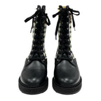 Fendi Rococo Boots Short Shoes Zucca Check Lace Up Leather Fabric Black — view 2